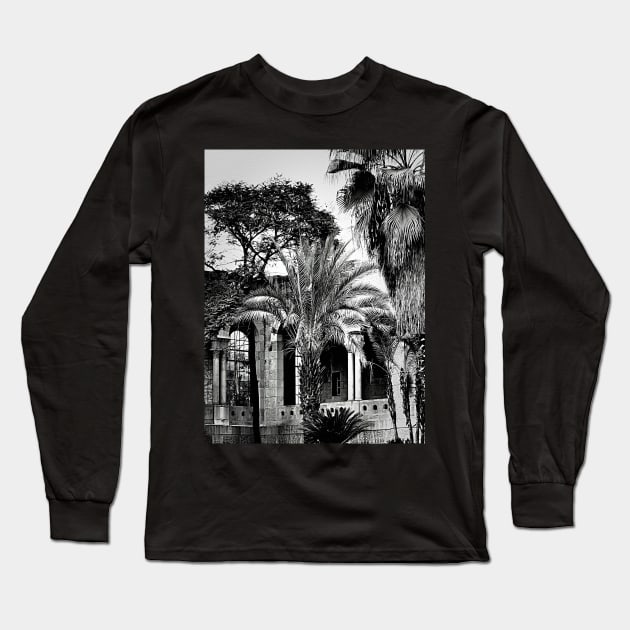 Arches and Palm Trees in Jerusalem Long Sleeve T-Shirt by Pamela Storch